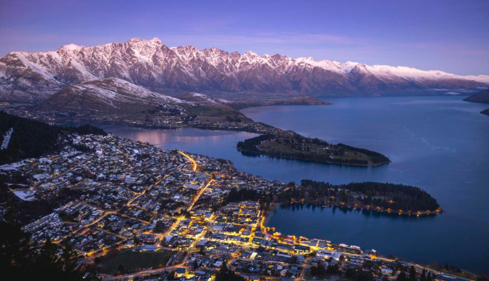 queenstown at twilight with mountains in the background